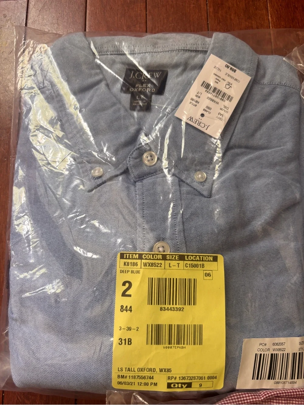J. Crew Men’s Blue, Light Blue Plaid & Red Button-Down Shirt Pack Bundle - Large